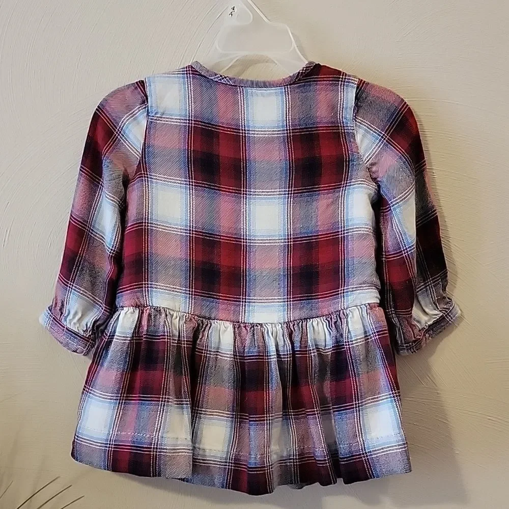 GAP RED PLAID PENDLETON WOOL LONG-SLEEVE DRESS, SIZE 18-24 MONTHS